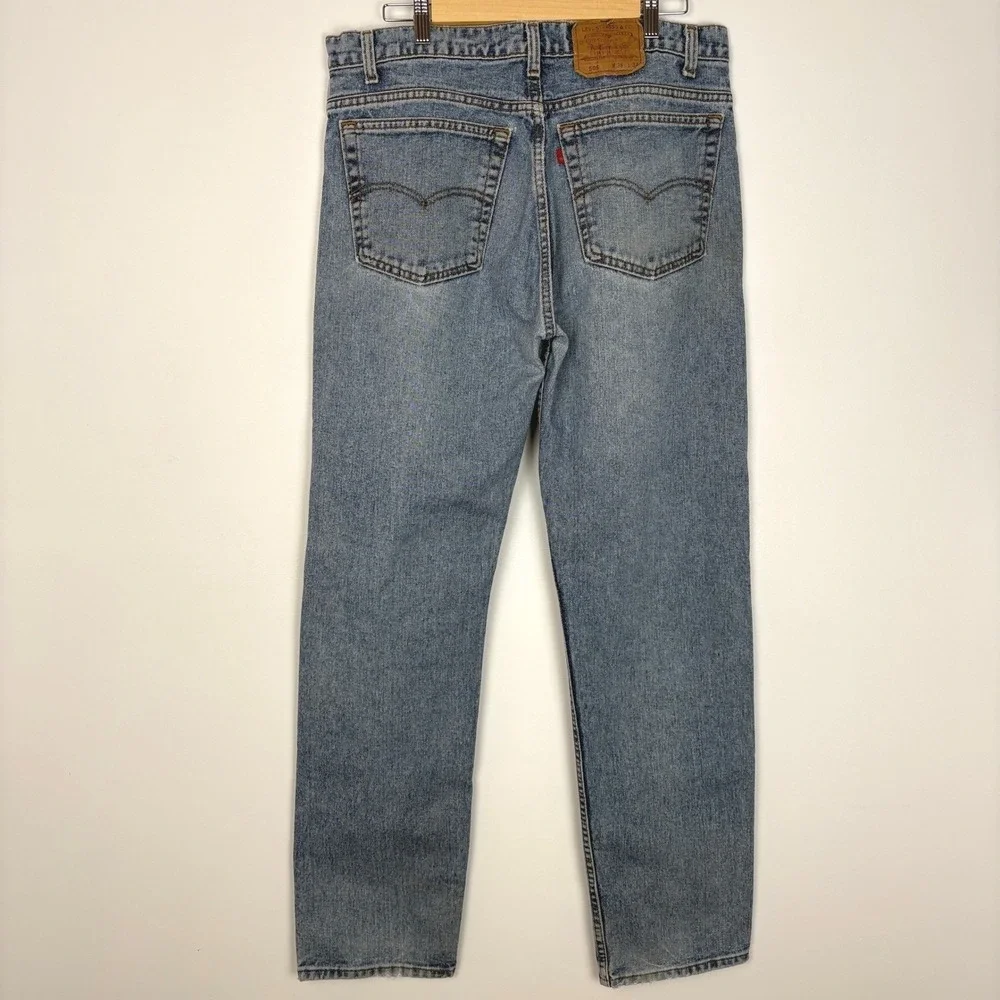 Vintage Levis Men Red Tab 505 Jeans 38X34 Blue Light Wash High Rise Straight Leg